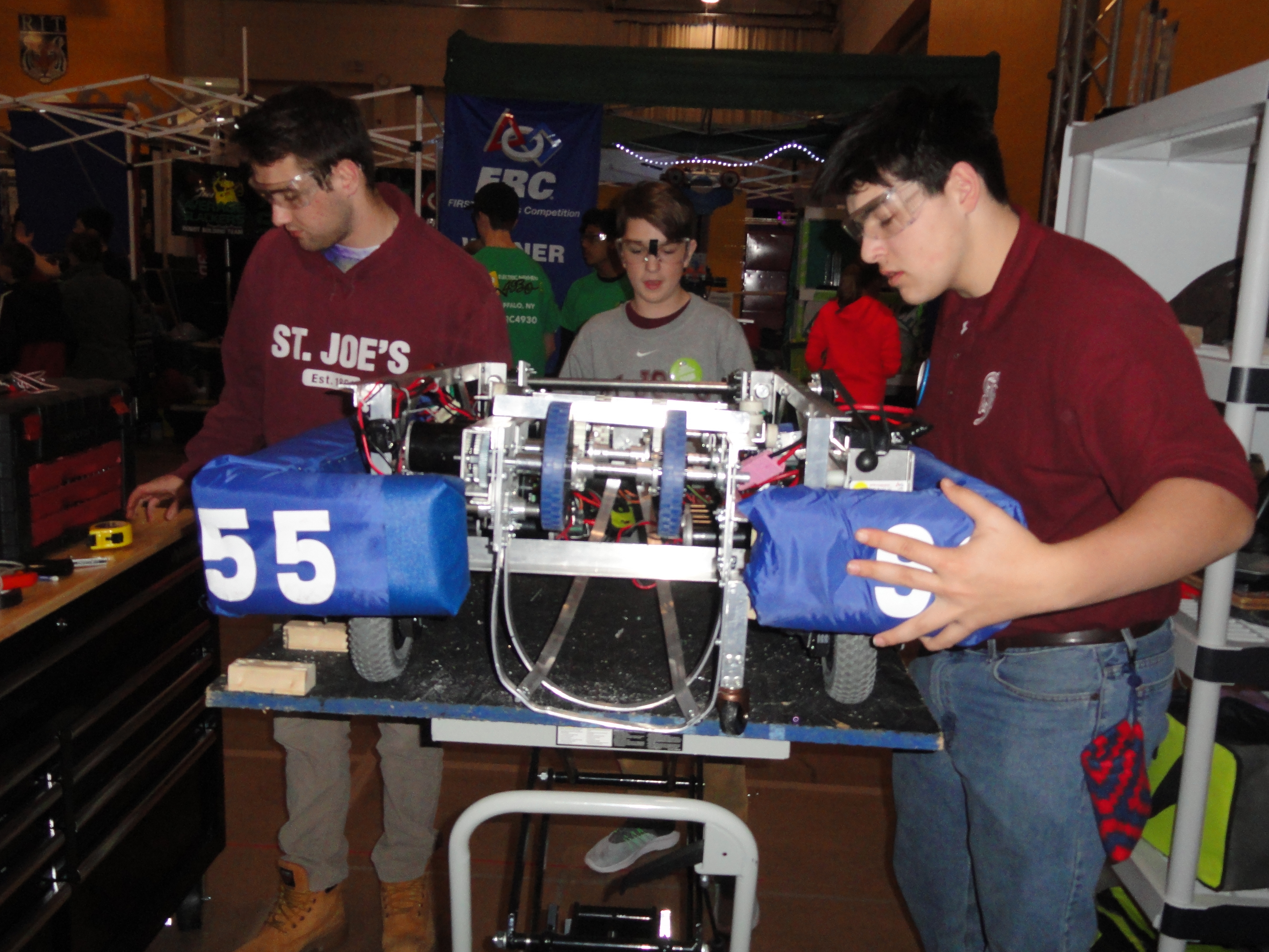 Students working together at the event